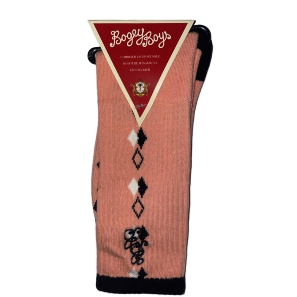 Bogey Boys Men’s Athletic Socks in Peach with Black & White Accents
